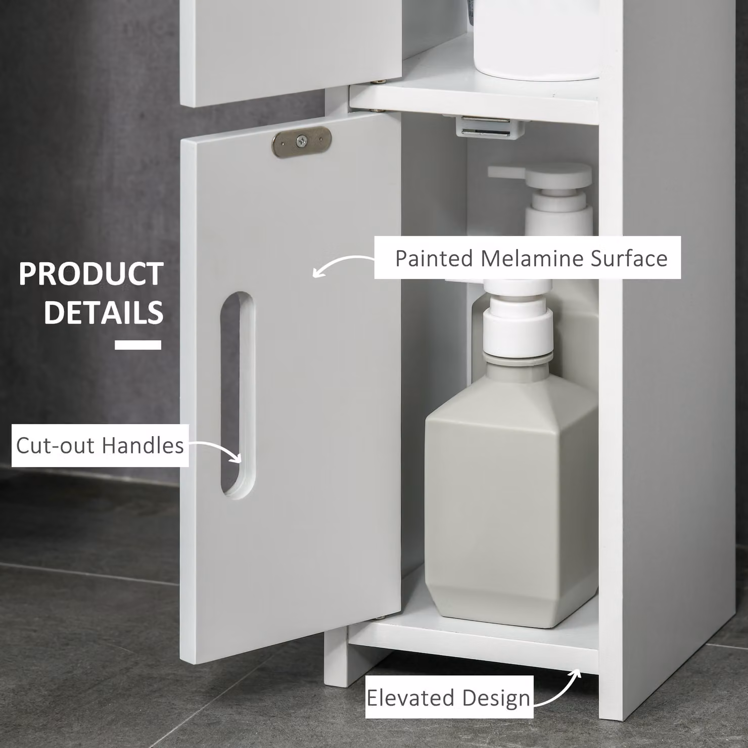 kleankin Modern Freestanding Tall Bathroom Storage Cabinet with Open Shelves and Hinged Doors, White – 3