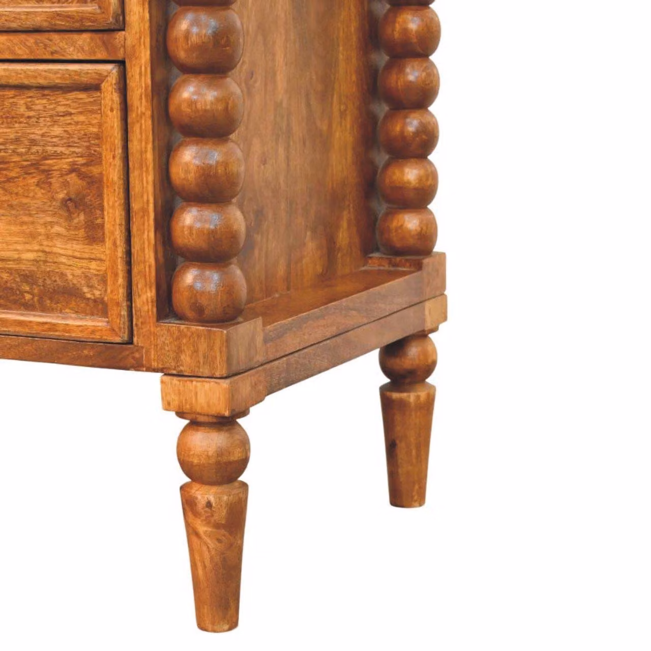 Aosom UK Solid Mango Wood Bedside Table with 2 Drawers in Brown – 4