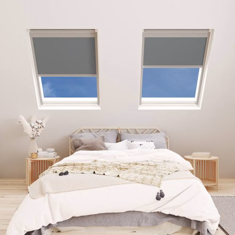 Bloc Blinds Blackout Skylight Blind for Velux Roof Windows, Grey and Silver, W: 77 cm, H: 78 cm