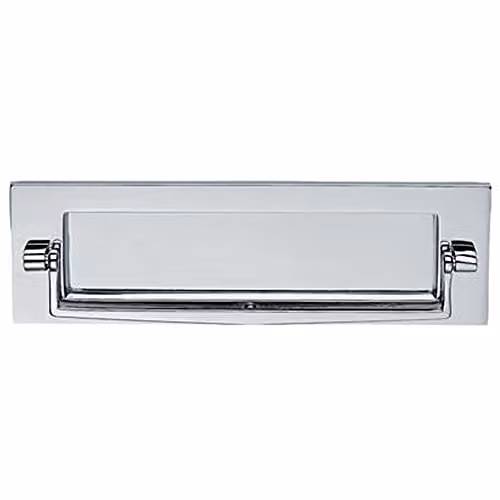Loops Inward Opening Letter Plate with Knocker in Polished Chrome, 226mm Fixing Centres