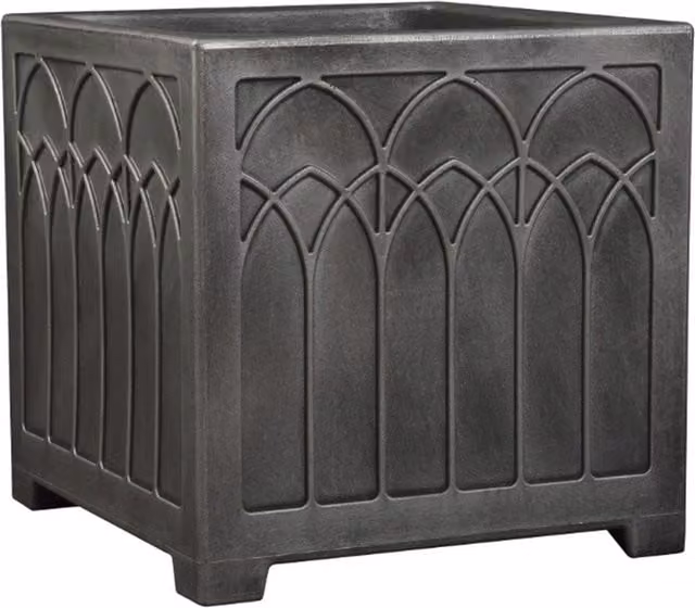 Shop4allsorts Small Gothic Square Plastic Planter Tub in Grey