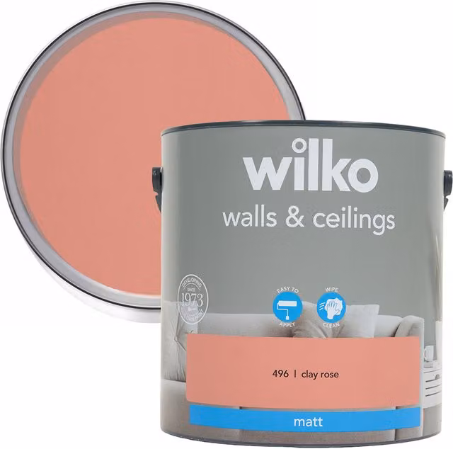 wilko Walls and Ceilings Silk Emulsion Paint in Pink Satin Gloss
