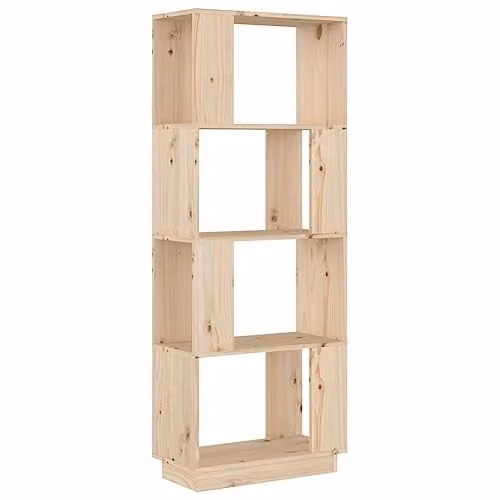 vidaXL Solid Wood Pine Book Cabinet and Room Divider in Brown/Beige, W/D/H: 51 x 25 x 132 cm