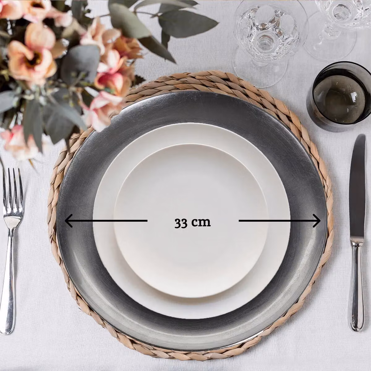 Orsina Silver Coupe Charger Plate Minimalist Dinner Plate – 2