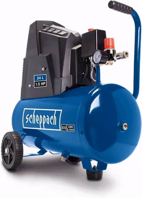 Scheppach HC30ox 24L Oil-Free Air Compressor, 1100W, 8 Bar, 200 l/min, Blue