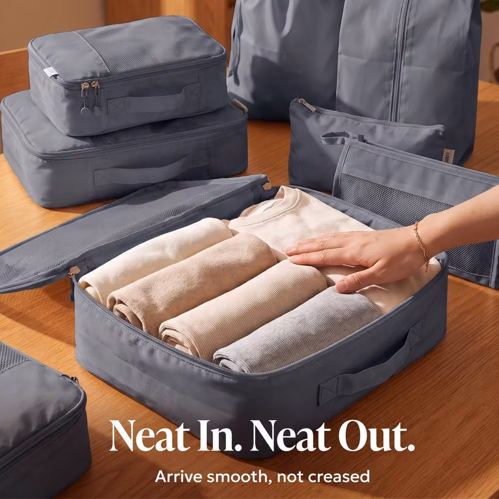 Lugg 8 Set Compression Packing Cubes Suitcase Organiser Set in Grey – 5