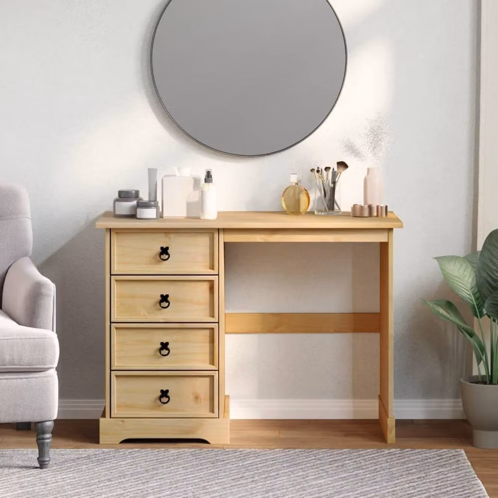 Berkfield Home Corona Dressing Table in Brown Solid Pine Wood, W/D/H: 104 x 47 x 75 cm – 2