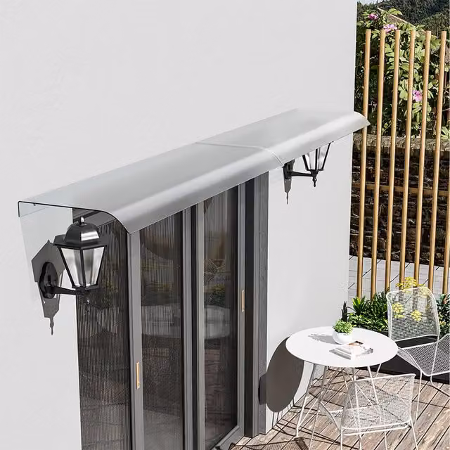 Breeins Frosted Door Canopy Awning for Outdoor Rain Protection, White/Transparent, W: 200 cm, D: 40 cm, H: 40 cm