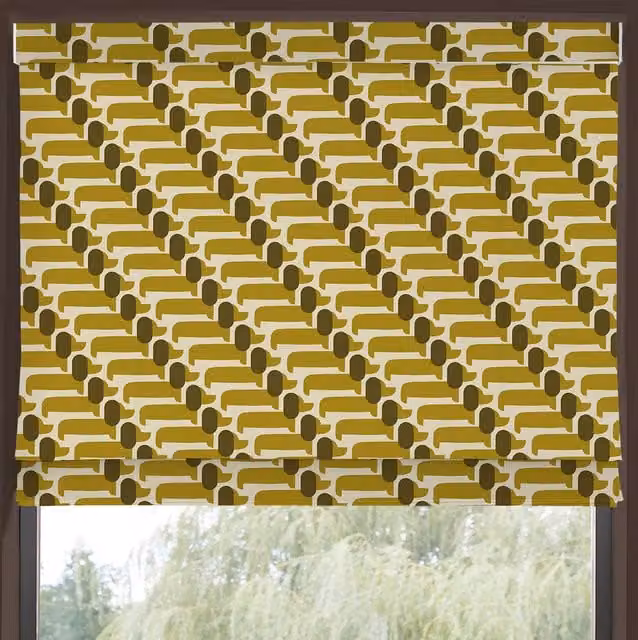 Orla Kiely Dog Show Made to Measure Blackout Roman Blind in Yellow