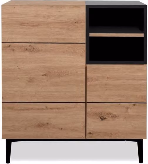 CALICOSY Nola High Desk with 2 Doors and 2 Niches in Light Brown, W: 80 cm – 1