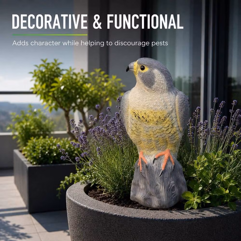 SPETLEK Realistic Hawk Decoy Bird Scarer Pest Deterrent for your Garden, Multicolour, H 100 cm x W 15 cm – 3