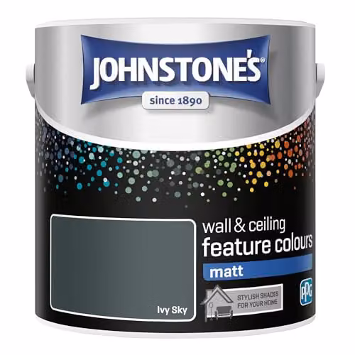 Johnstone's Feature Colours Paint in Ivy Sky Green with a Matt Finish, 2.5 l (35 m2 coverage) – 2