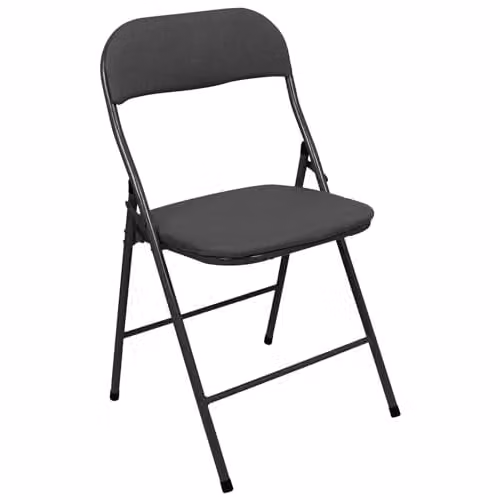 Harbour Housewares Fabric Padded Metal Folding Chair in Black