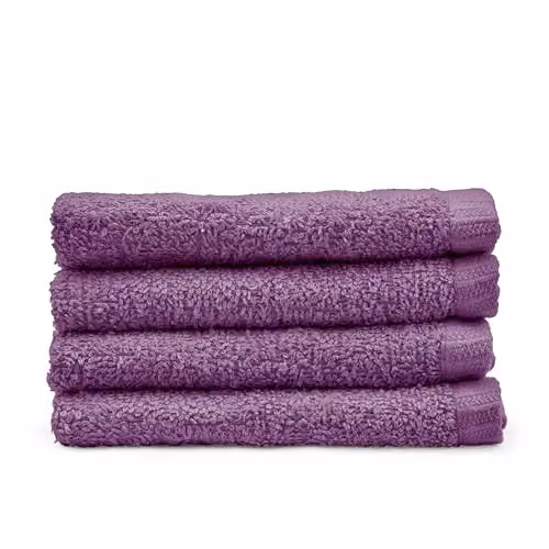 Catherine Lansfield Quick Dry Cotton Face Cloths, 4 Pack, Purple, W/D/H: 30 x 30 x 30 cm – 2