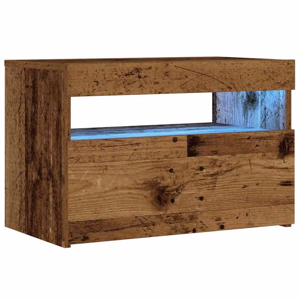 Berkfield Home Modern Bedside Cabinet with Integrated LED Lights in Brown, W/D/H: 60 x 35 x 40 cm – 4