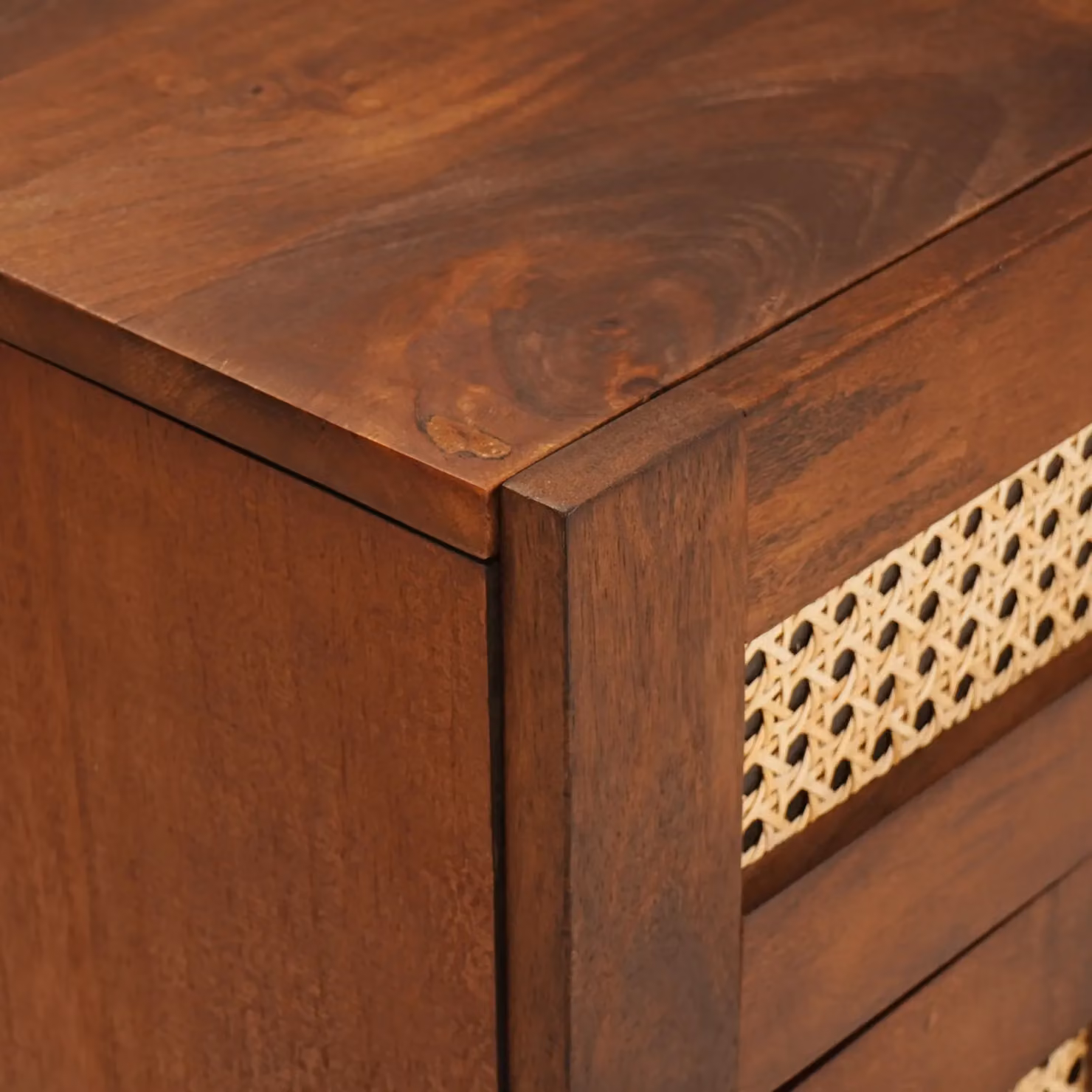 Berkfield Home Bedside Table with Drawer in Brown Cane and Solid Mango Wood – 4