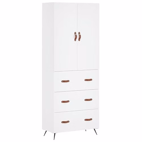 vidaXL Modern White Highboard with Hinged Doors and Internal Shelves, W/D/H: 69.5 x 34 x 180 cm – 1