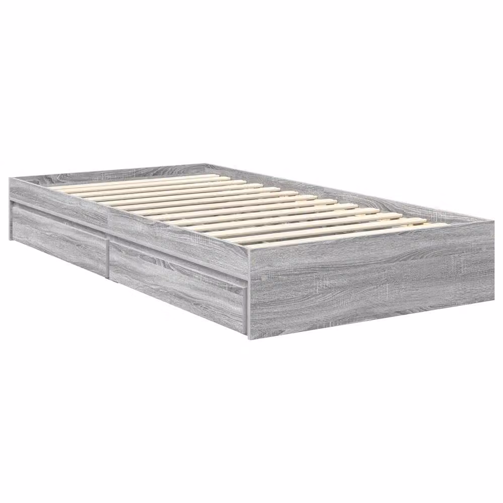 Berkfield Home Grey Sonoma Storage Bed with Drawers, W/D/H: 100 x 200 cm, Engineered Wood – 2