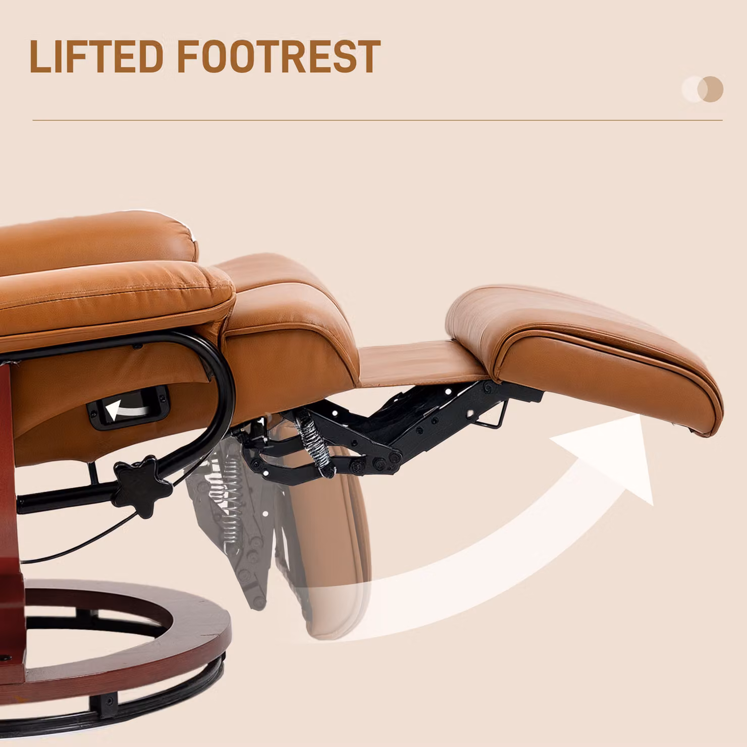 HOMCOM Brown Faux Leather Recliner Chair with 360 Degree Swivel and Armrests – 5