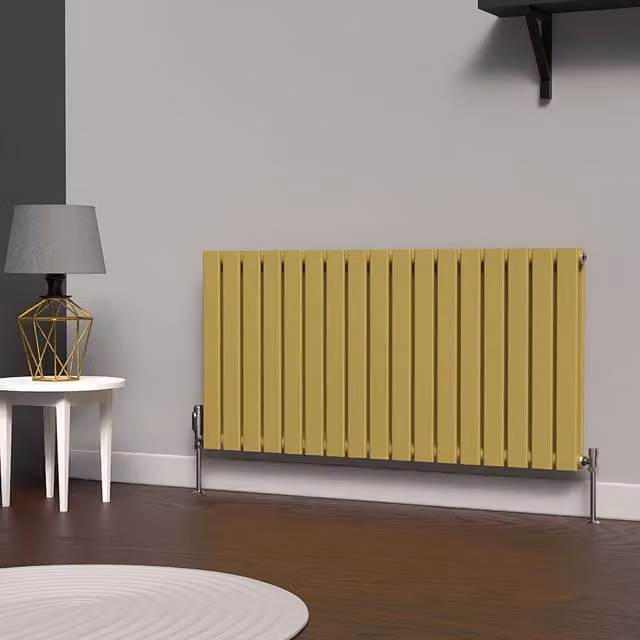 Lux Heat Flat Horizontal Double Steel Radiator in Metallic Gold, H: 60 cm x W: 119 cm