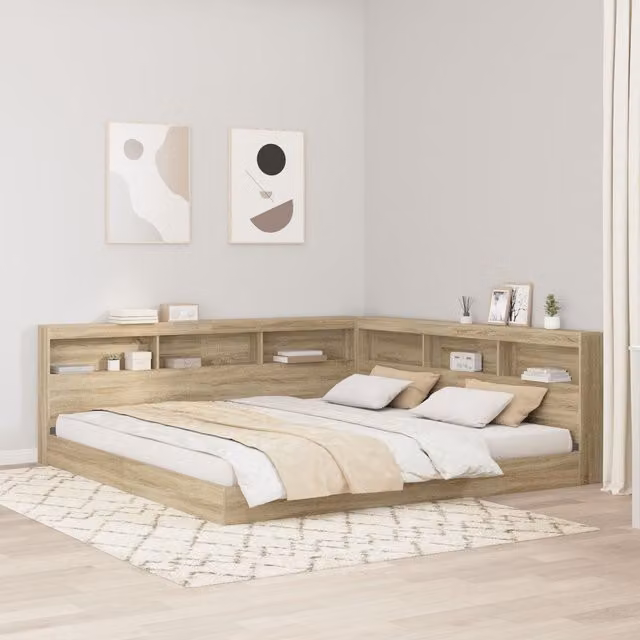 Berkfield Home Storage Headboard with Integrated Shelf in Sonoma Oak and Brown, Width: 180 cm