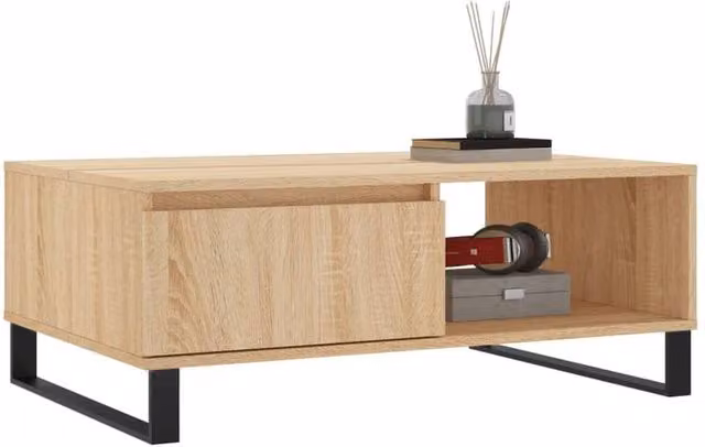 Berkfield Home Sonoma Oak Decorative Coffee Table in Light Oak, W/D/H: 90 x 60 x 35 cm