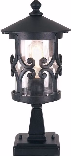 Netlighting Hereford Black Metal Outdoor Pedestal Lantern with E27 Socket