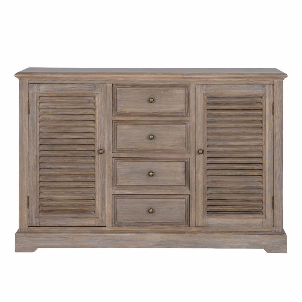 Lemon Pavilion Furniture and Decor Delphine Collection 2 Door 4 Drawer Large Dresser Base in Brown Wood, W/D/H: 122.0 x 41.0 x 80.0 cm – 2