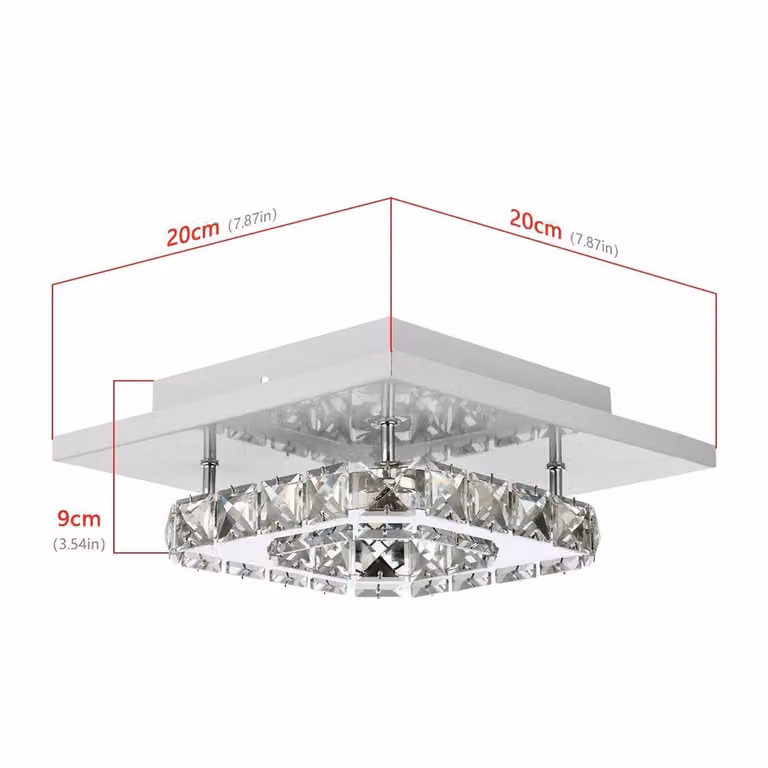 SPETLEK Modern Square Crystal LED Ceiling Light in White