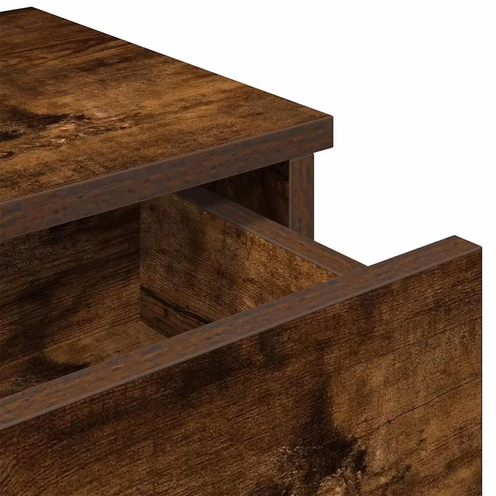 Berkfield Home Wall Shelf with Drawers in Smoked Oak Brown, W/D/H: 80 x 31 x 17 cm – 4