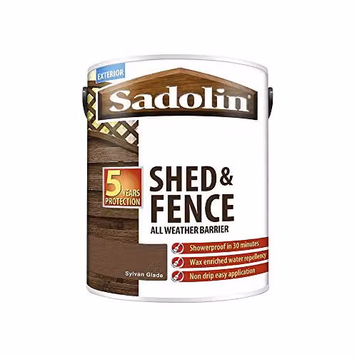 Sadolin Water-Based Shed and Fence Woodstain, Green and Brown, 5 l – 2