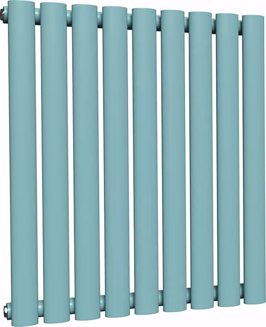 Lux Heat Oval Horizontal Coloured Steel Radiator in Caribbean Sea, W: 60 cm, H: 54 cm