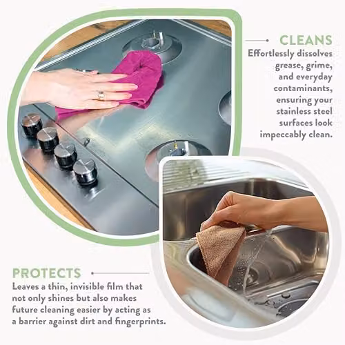 Glean Stainless Steel Cleaner Cream and Polish, 500ml, Eco-Friendly Formula for Appliances, Doors and Panels – 3