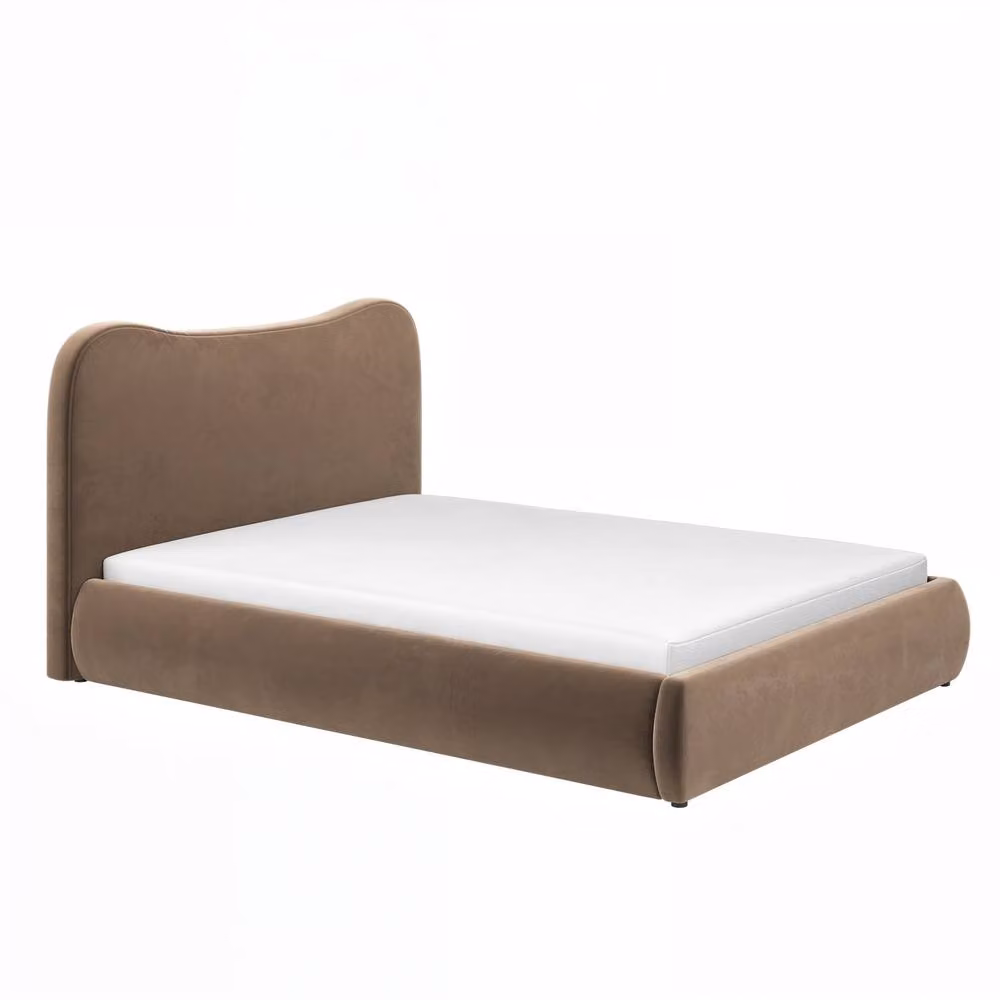 Solace+Co Ember Ottoman Bed in Brown Chocolate Velvet, Double, W/D/H: 140 x 200 x 105.5 cm – 3