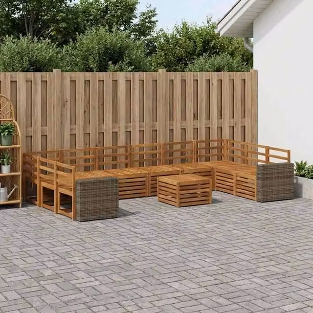 Berkfield Home 11-Piece Outdoor Sofa Set in Brown Solid Acacia Wood
