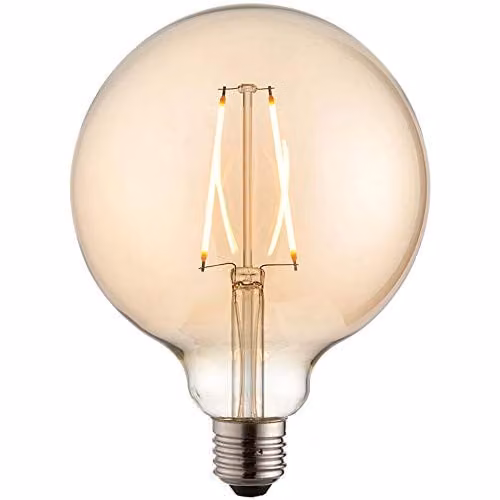 Loops Amber Glass Globe LED Filament Light Bulb, E27 Screw, 2W Warm White, 2200K