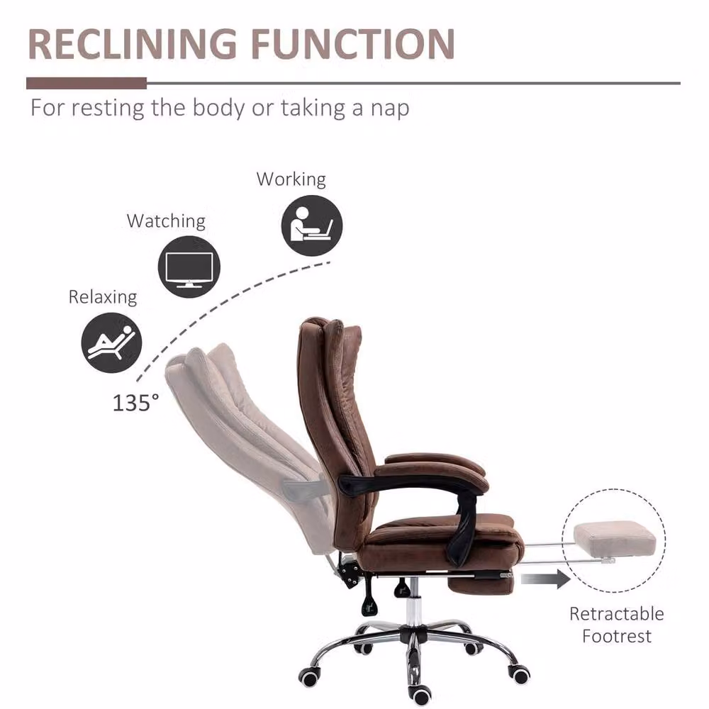 NESTLUNE Brown Executive Office Chair with Headrest and Armrests – 4