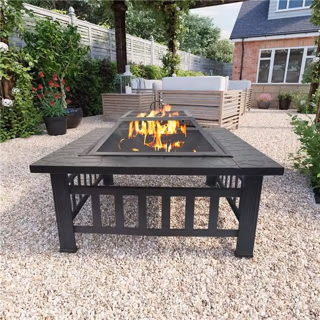 BillyOh Phoenix 3 in 1 Square Metal Fire Pit, BBQ Grill and Ice Pit in Black