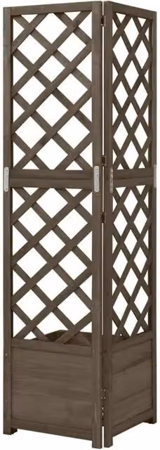 Berkfield Home Beautiful Corner Trellis Planter in Grey Solid Fir Wood W/D/H: 40 x 40 x 150 cm