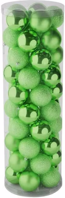 KDMD 48 Light Green Christmas Baubles with Matt, Shiny and Glitter Finishes, Diameter: 10 cm