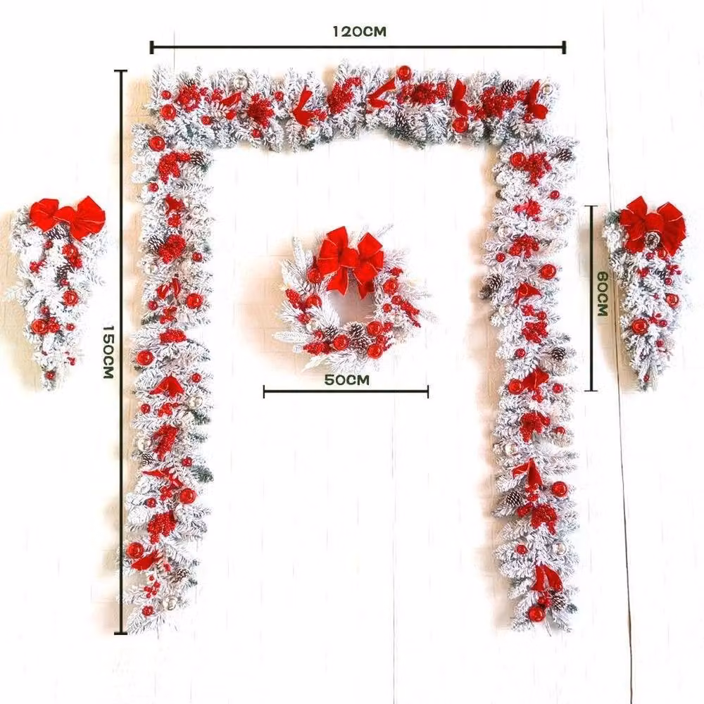 FLAVORA S-Banners Snowy Christmas Wreath in White and Multicolour, W/D/H: 100 x 15 x 15 cm – 3