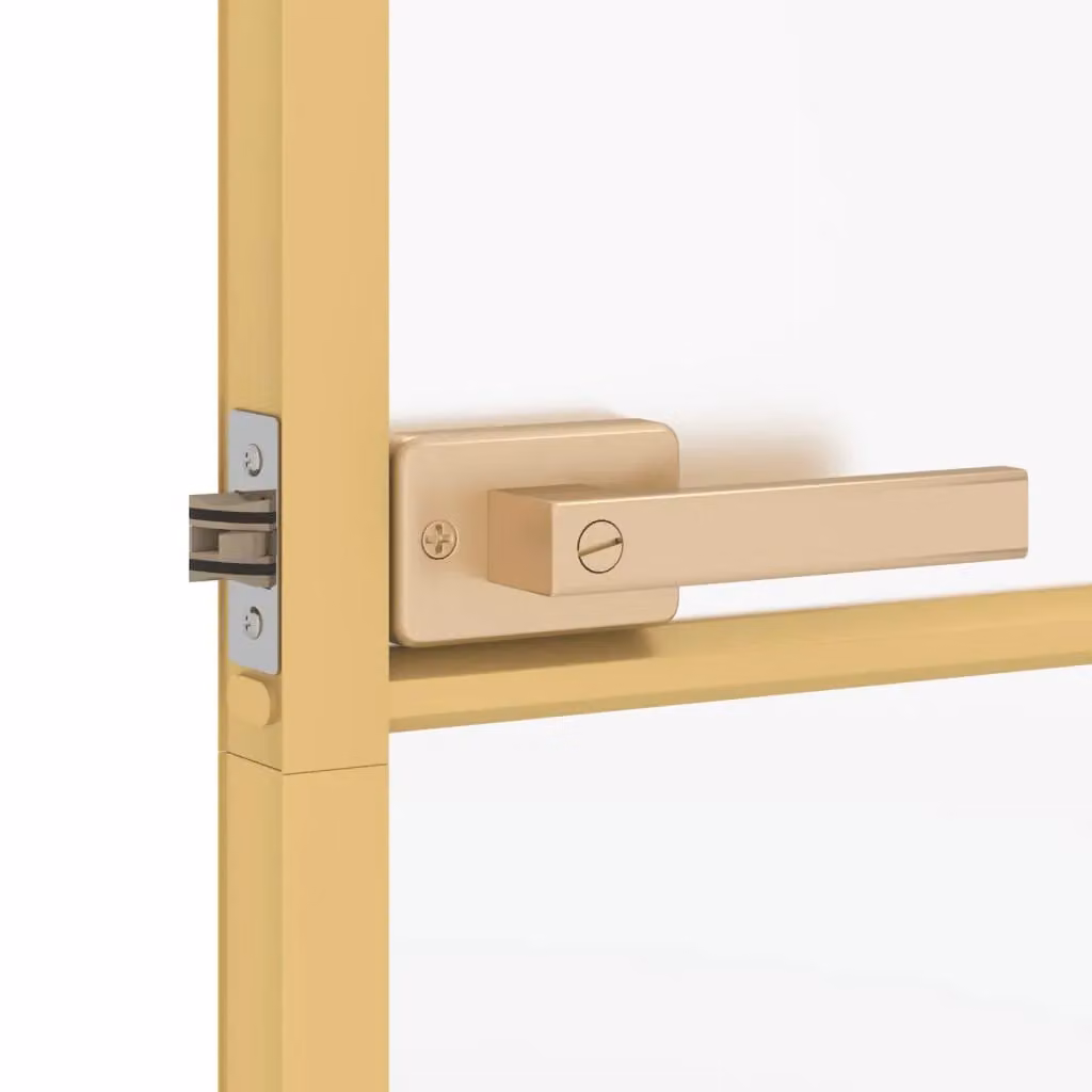 Berkfield Home Slim Golden Interior Door in Black with Tempered Glass and Aluminium, W: 83 cm, H: 201.5 cm