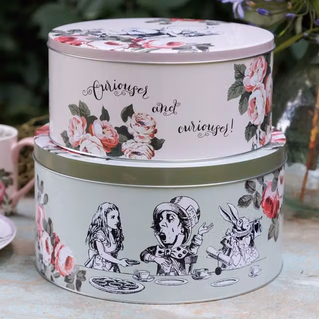 Mikasa Floral Metal Cake Tin Set of 2 in Multicolour and White