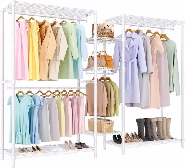 VOGREX Metal Clothes Rail in White