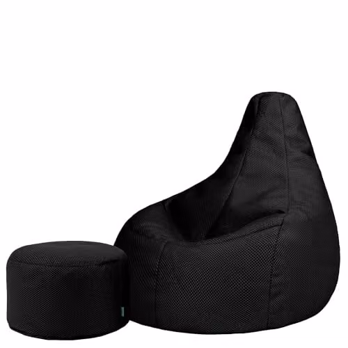icon Mesh Gaming Bean Bag and Footstool with Filling in Black – 1