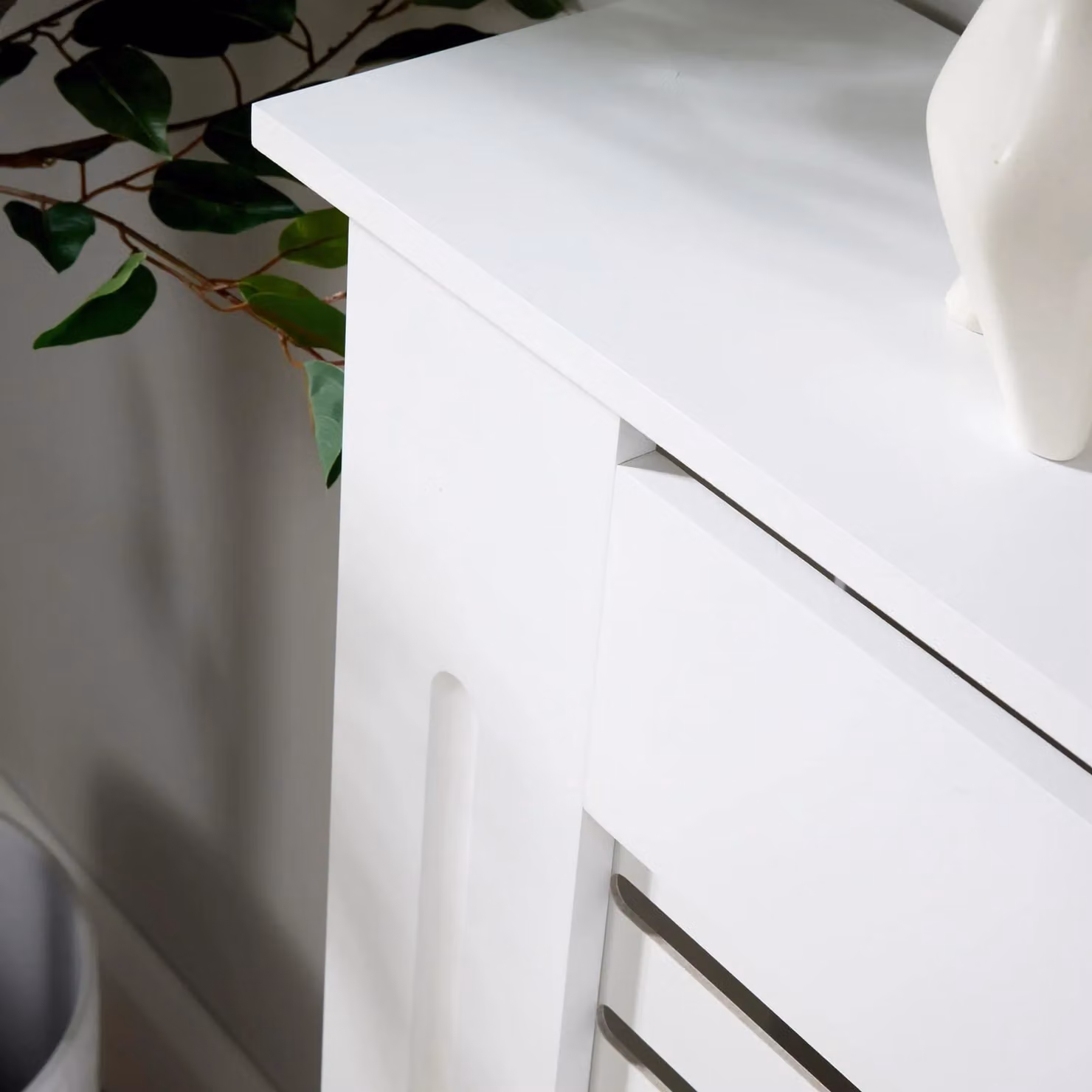 Home Source Extending Adjustable Radiator Cover in White MDF with Slatted Wood Design, W: 203.0 cm, H: 82.0 cm – 3
