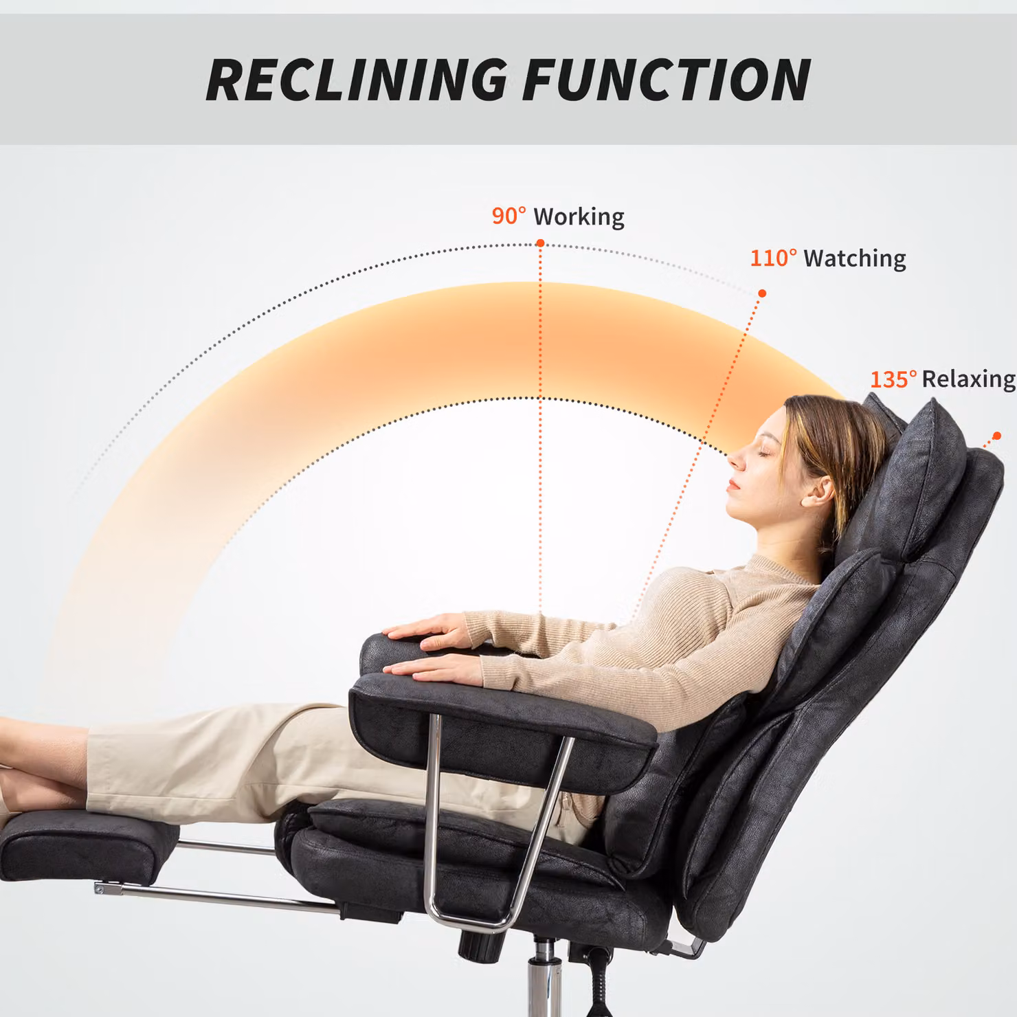 HOMCOM Leathaire Black Reclining Executive Office Chair with Lumbar Support Pillow and Headrest – 5