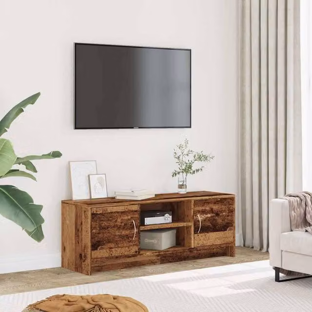 Berkfield Home TV Cabinet in Brown Old Wood, W/D/H: 102 x 30 x 37.5 cm