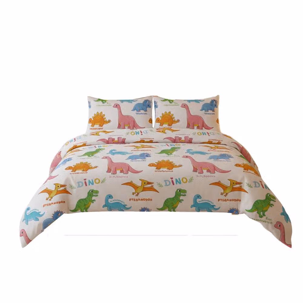 Snug City Dino Themed Kids Bedding Set with Duvet Cover and Pillowcase, White, Single, 90x200 cm – 2