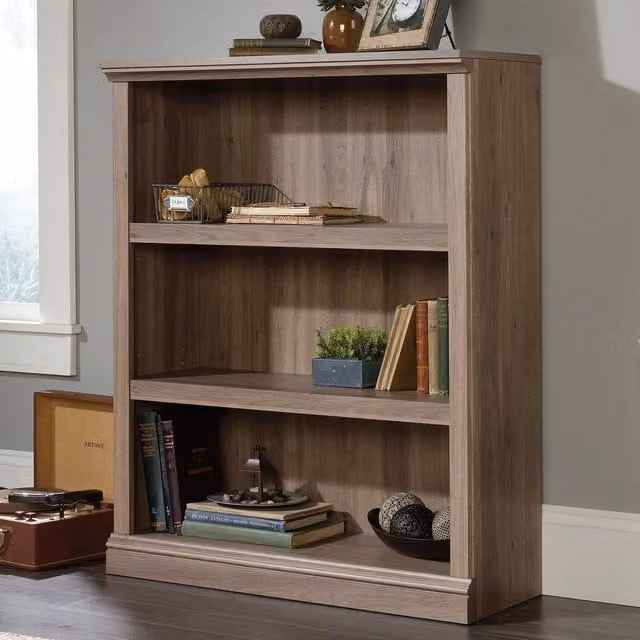Barrister Home Classic 3 Shelf Bookcase with Adjustable Shelves and Back Panel in Brown
